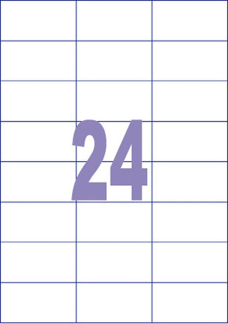 Kangaro etiketten - universeel - zelfklevend - inkjet laser kopieer - 70x37mm - 100 vel - 24 stickers per vel
