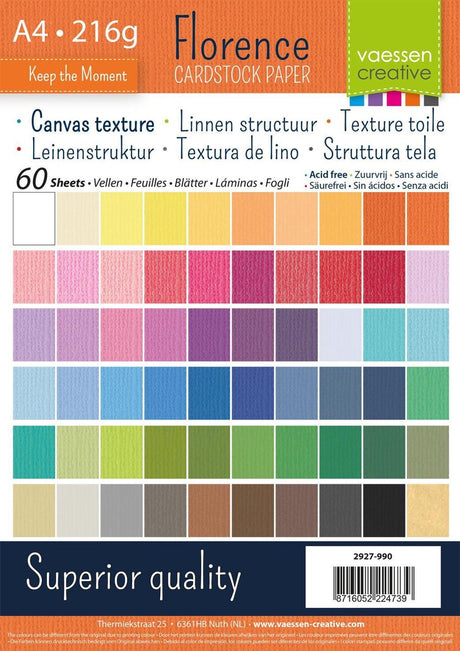 Florence karton - assortiment - a4 - linnen structuur - 216g - 60 vellen
