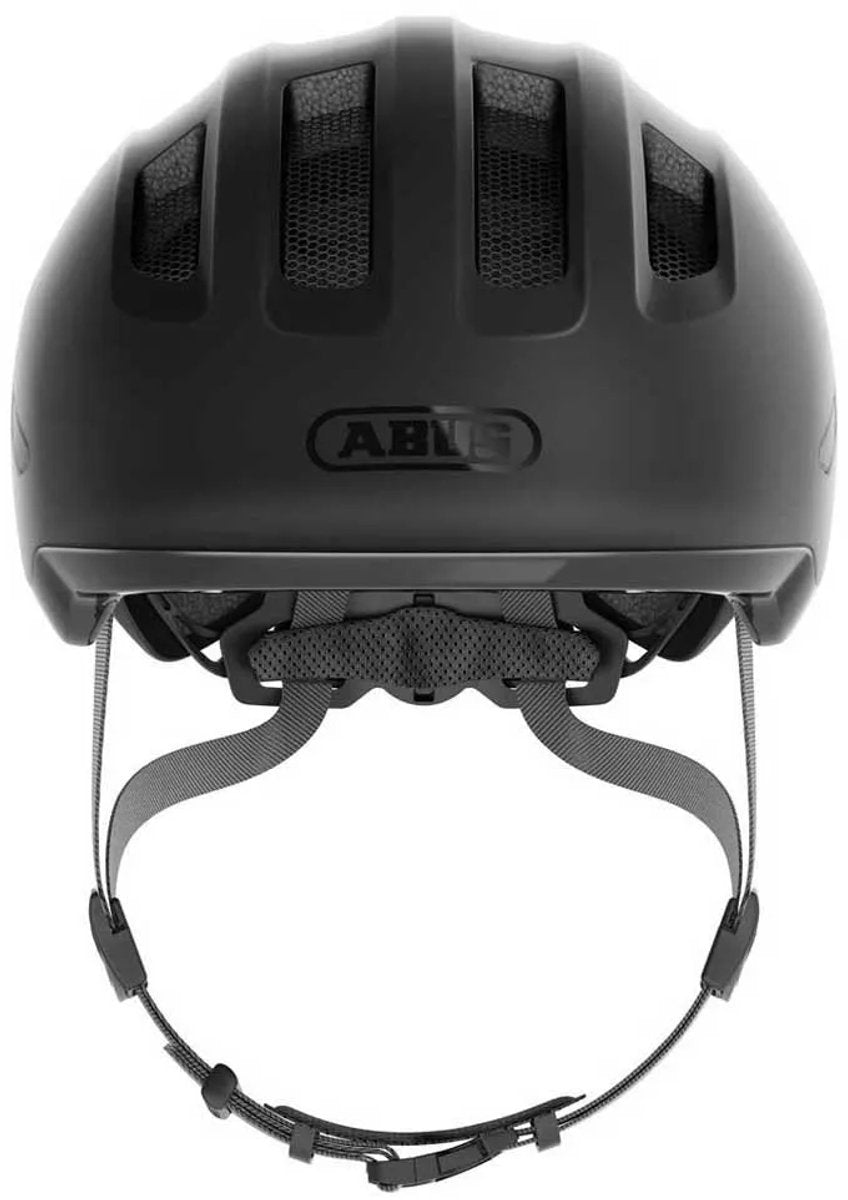 Abus børnehjelm smiley 3.0 ace LED - cykelhjelm med lys - dyb pasform plads til en fletning - til piger og drenge - sort, str. m