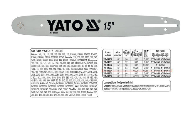 Yato kettinggeleiding 38cm 64 325 1,5