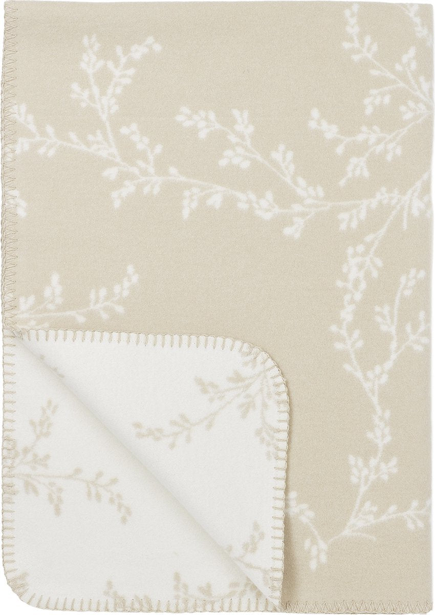 Meyco baby branches krybbetæppe - vævet - sand - 75x100cm - 1,0 tom