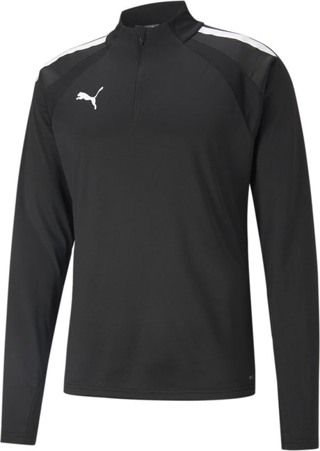 Puma teamliga 1 4 zip top men's sports shirt - black-white