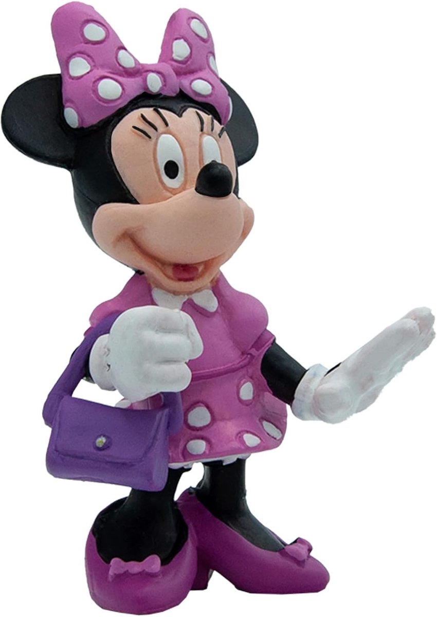 Bullyland 15328 – legefigur og samlerfigur Minnie Mouse med taske fra Disney, ca. 7,5 cm – naturtro og detaljeret design – ideel som kagefigur og lille gave til børn fra 3 år.