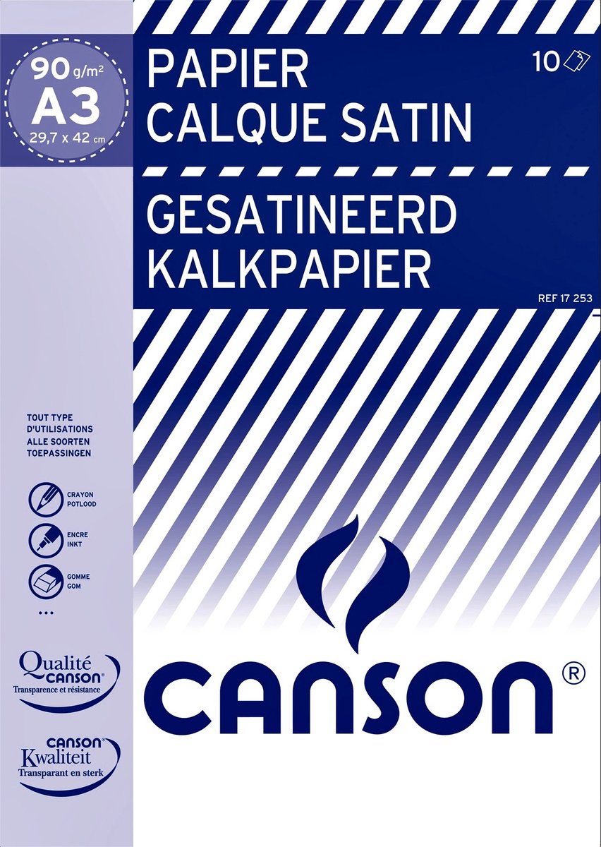 Canson kalkerpapir størrelse 297 x 42 cm (A3) kasse med 10 ark