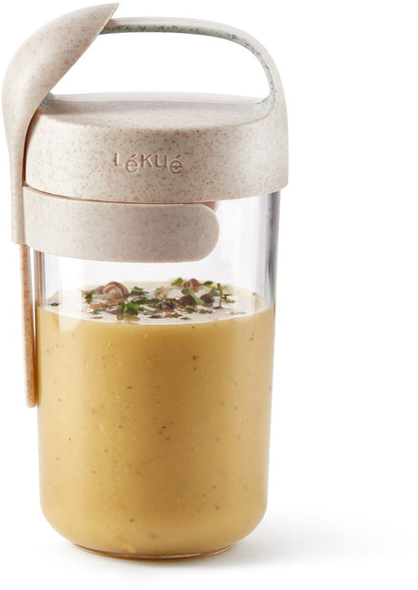 Lékué lunchbeker to go organic - 600 ml met lepel - beige