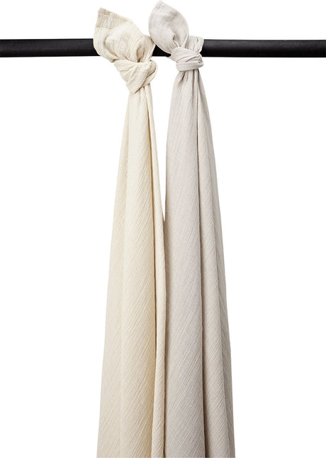 Meyco baby uni svøb - 2-pak - forvasket hydrofil - blød sand greige - 120x120cm
