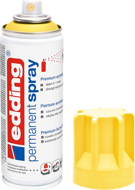 Edding 5200 spraymaling i spraydåse - trafikgul mat - 1 stk - 200 ml maling - øjeblikkeligt uigennemsigtig - 0,7-1 m2 overflade - akrylmaling til maling og dekoration af glas, metal, træ, keramik, plast, lærred - permanent spray, malerspray