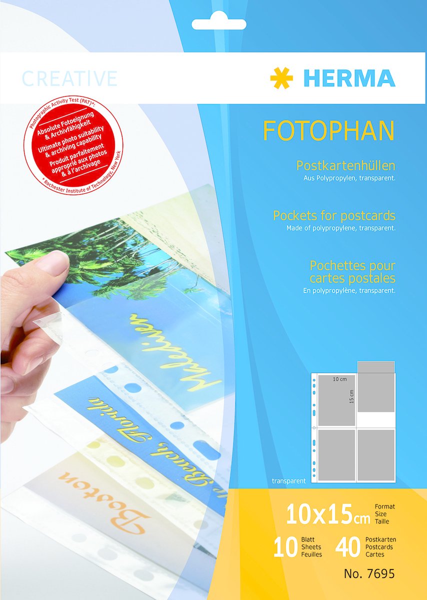 Herma postkort ark. 10x15 10x4 ark transparent 7695