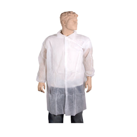 Cmt non woven bezoekersjas met drukknopen xl wit (50 stuks)