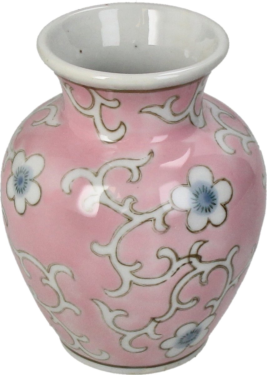 Hd collection vaas porselein roze 9,5x9,5x12cm