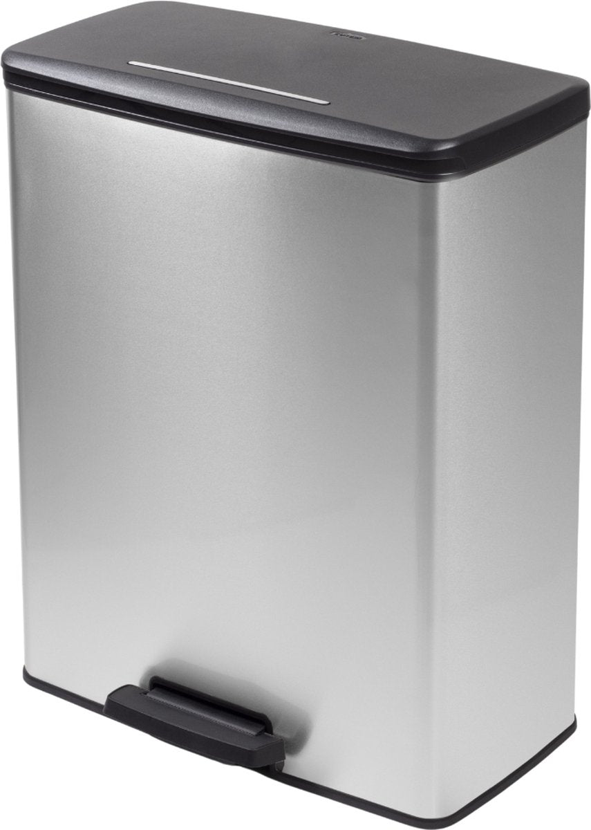 Curver decobin affaldsspand - 65l - rektangulær - sølv metallic