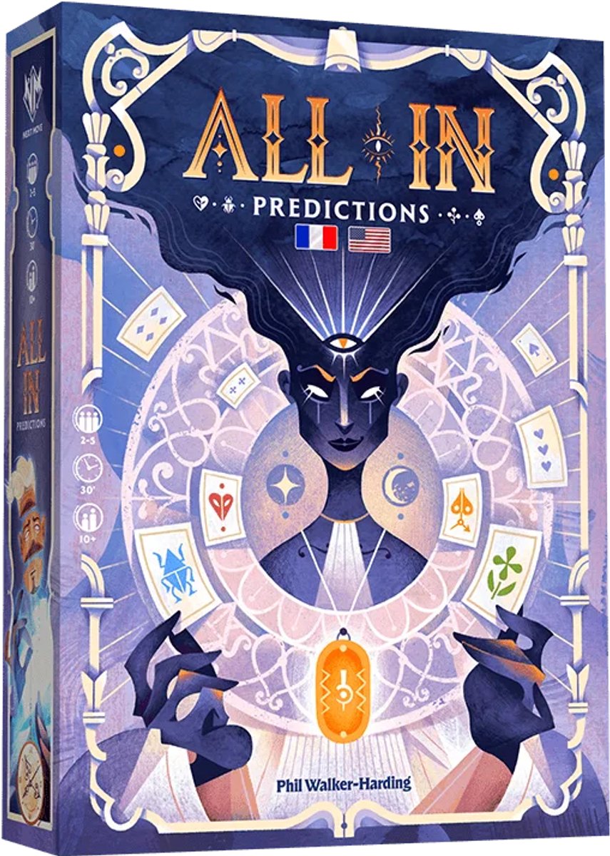 Asmodee kortspil all in! forudsigelser rødt strategispil.