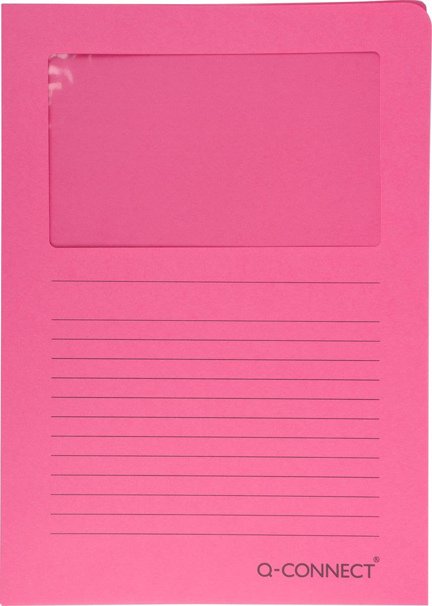 Q-connect l-kort med vindue | 120 g mâ² | a4 | pakke med 100 stk. | pink