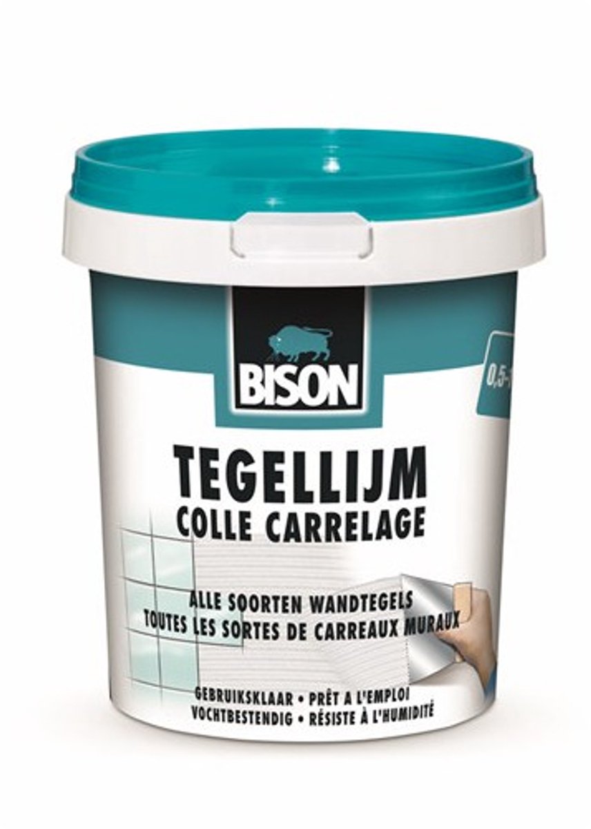 Bison fliseklæbende potte 1 kg, til alle typer vægfliser, fugtbestandig, nem at arbejde med, opløsningsmiddelfri, nem at påføre