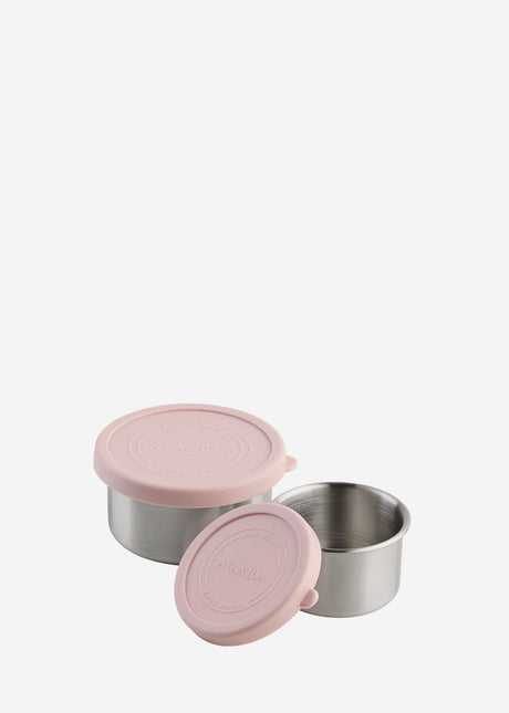 Aya ida aya ida - sæt snackbeholdere - madpakke - pilleæske - madbeholdersæt - granolabeholder - 100ml + 200ml - blød rose