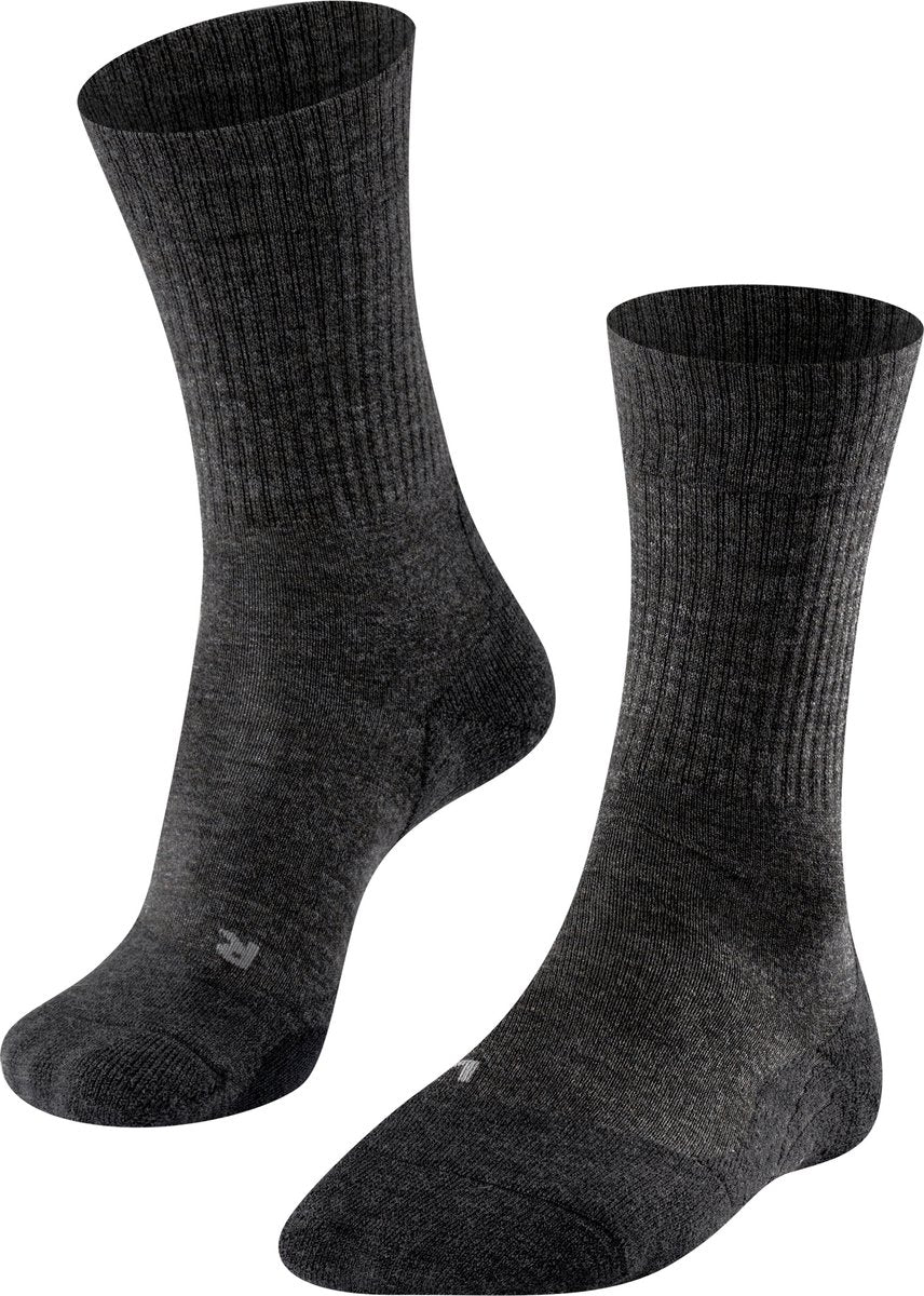 Falke tk2 uld anti-blister tykt uld funktionsmateriale gåstrømper herre grå - str. 39-41