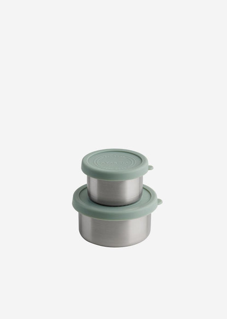 Aya ida aya ida - sæt snackbeholdere - madpakke - pilleæske - madbeholdersæt - granolabeholder - 100ml + 200ml - mintgrøn