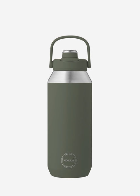 Aya ida aya ida - sportsflaske - drikkedunk - termokande - vandflaske - rustfrit stål - 950 ml - tropisk grøn