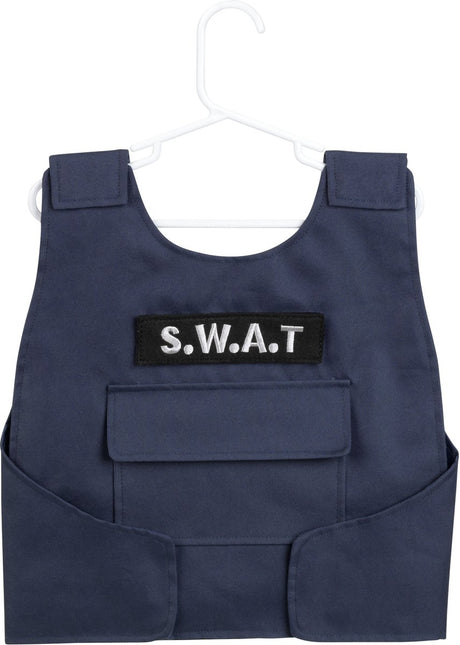 Klein legetøj s.w.a.t. vest - inkl. mange tilbehør - inkl. lyseffekter - sort blå gul