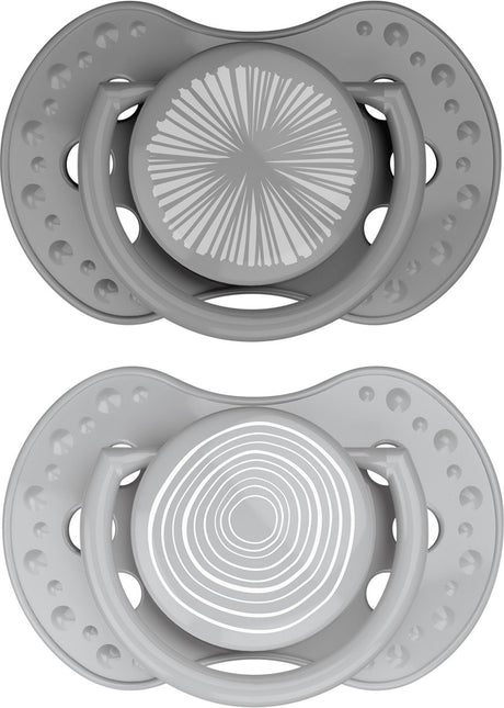 Difrax lovi fopspeen dynamisch - classy - 6 tot 18 maanden - grijs - 2 stuks