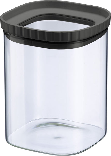 Westmark glaskrukke med silikonelåg - praktisk opbevaringskrukke med låg, ideel til opbevaring af pasta, krydderier, te, slik og meget mere, firkantet, stabelbar - 1.500 ml