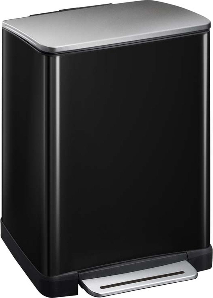 Eko - e-cube genbrugspedalspand 28+18 liter - rustfrit stål plastik - blank sort, mat rustfrit stål - affaldsspand