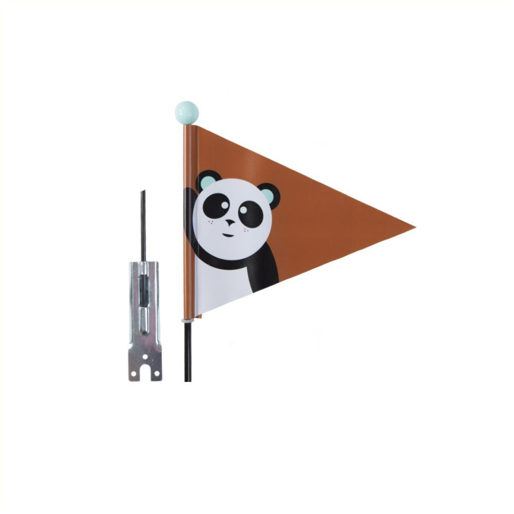 Sikkerhedsflag Pexkids Panda Braun med et panda -tryk