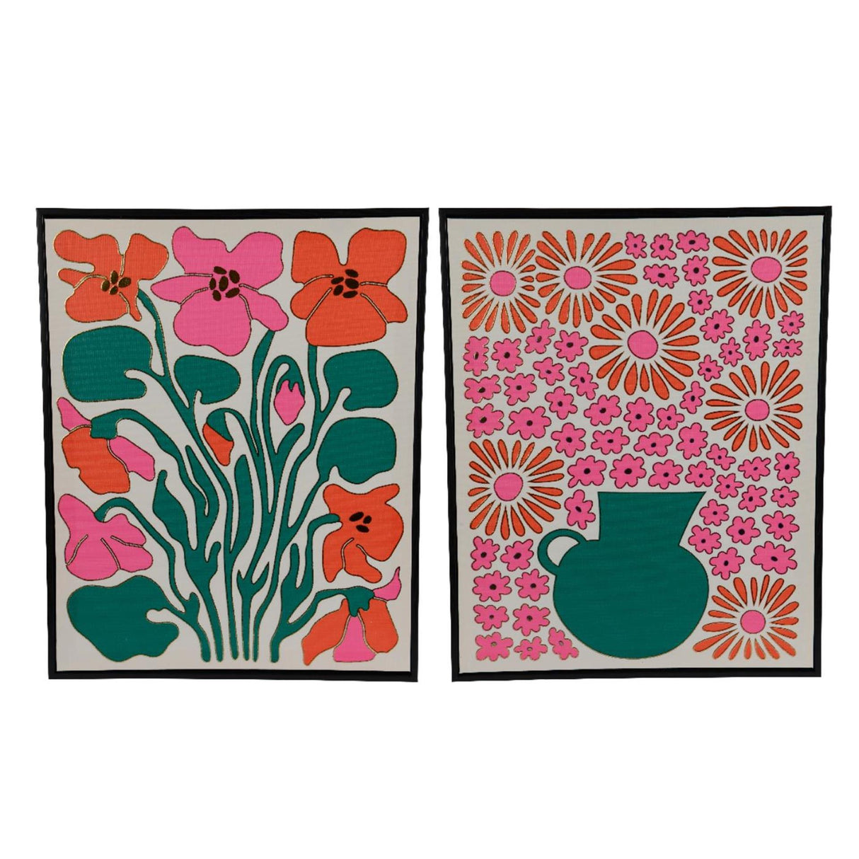 Decoris maleri lærred fsc 100% 2,8cm x b.40cm x h.50cm med pink-grønne blomster