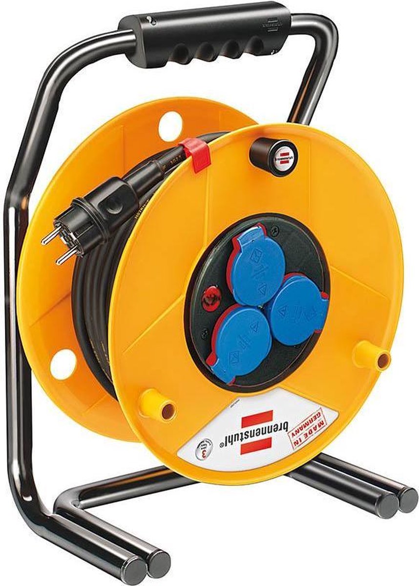 Brennerstuhl brobusta ip44 kabeltromle, 40 m, specialplast, til udendørs brug, fremstillet i Tyskland, gul