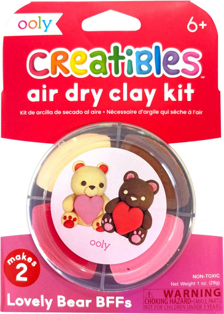 Ooly - creatibles - mini air dry clay kit - dejlige bear bff's - 4 ler farver