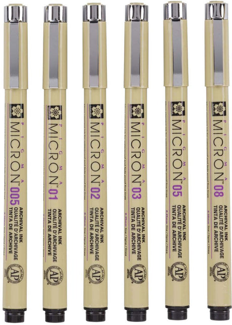 Sakura pigma micron penalhus 6 fineliners sort