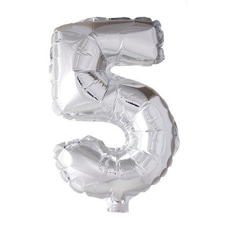 Globos folieballon nummer '5' sølv 40cm