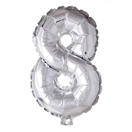 Globos folieballon nummer '8' sølv 40cm