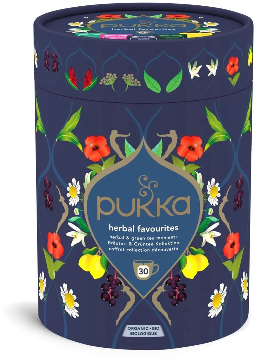 Pukka tefavoritter samling gavesæt - 30 teposer - økologisk grøn te urtete - 5 x 6 poser - te værdipakke
