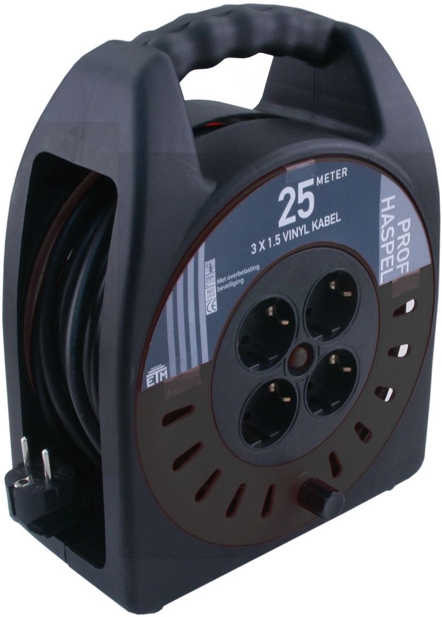 Q-link kabelboks - professionel - jordet - 3 x 1,5 mmâ² - 25 m - sort gul