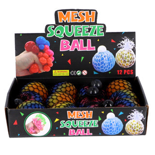 Fidget squeeze ball regnbue mesh 6 cm | 12 stk