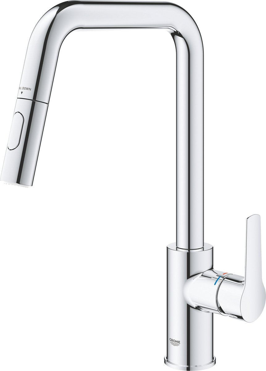Grohe quickfix start etgrebs blandingsbatteri - udtræk - to stråletyper - krom