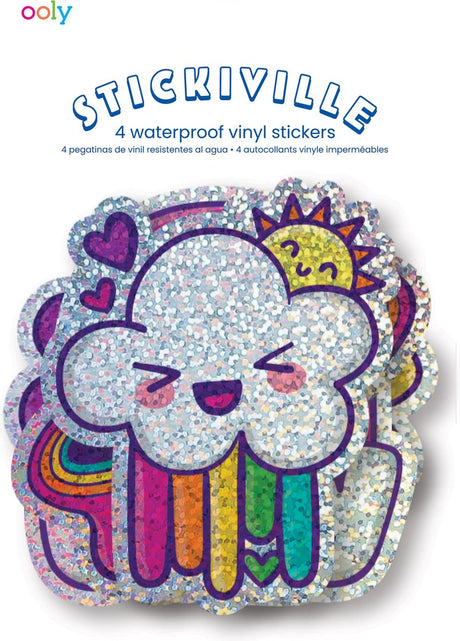 Ooly - stickiville-klistermærker: glade regnbuer - vinyl (4 udstansede) (holografisk glitter)