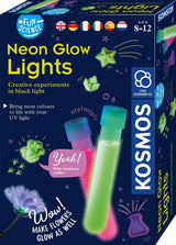 Cosmos neon glødelys – eksperimentsæt – design lysende dekorationer med UV-lys – inklusive specielle markører og sort lyslampe – skaber lysende kunst