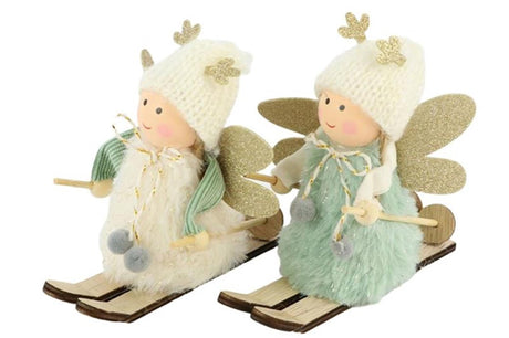Hbx natural living fairy or ski 12,5x6x11,5cm 2 assorterede farver grøn eller creme