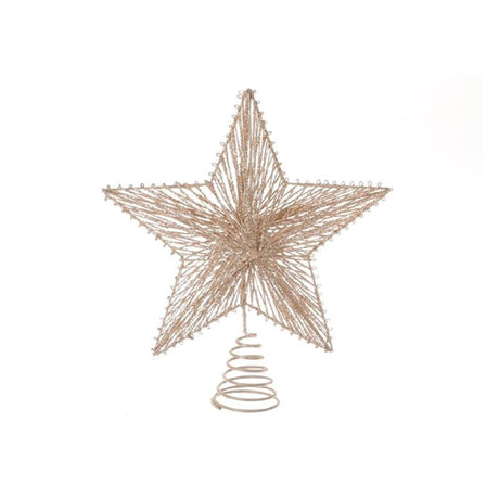 HBx naturlig levende stjernespiral lavet af metal med glitter 20xh23cm guld