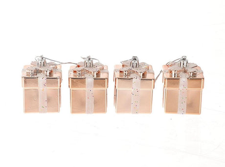 HBx natural living julevedhæng gavesæt med 4 styk 10,6x10,6x7,5cm pink