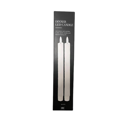 Hbx natural living led middagslyssæt med flammeeffekt dia2x24,5cm hvid