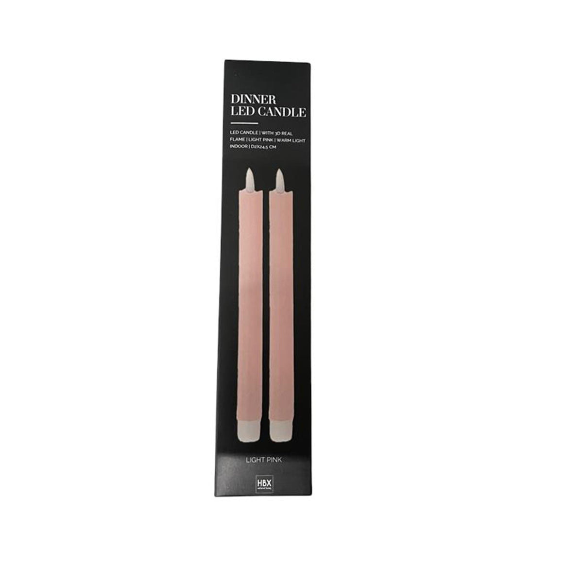 HBx natural living dinner candle led flame 24,5cm pink