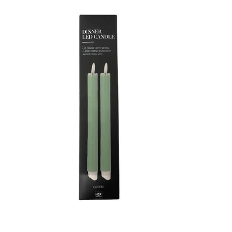 HBx naturligt levende middagslys LED flamme 24,5cm grøn
