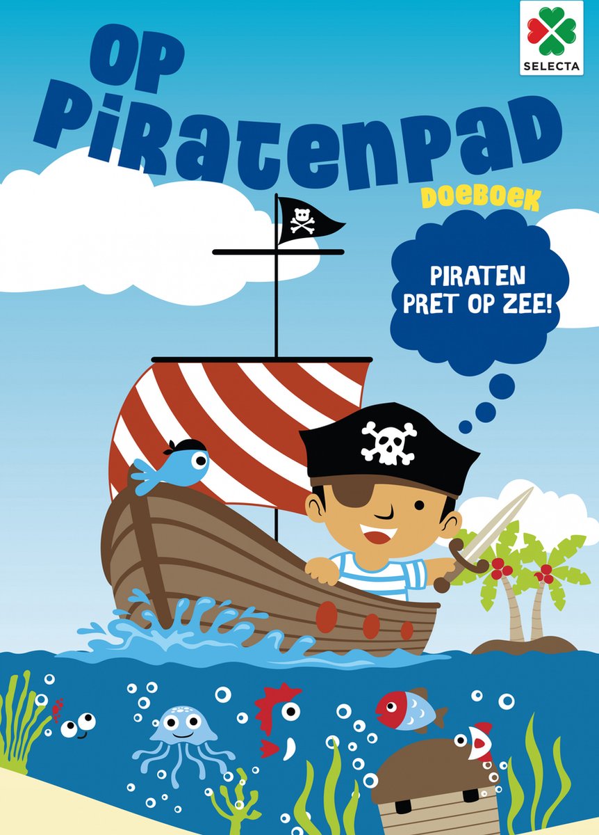 Selecta taktik på piratsti aktivitetsbog - 48 sider - farvelægning, puslespil og aktivitetsbog for børn - fra 2 år