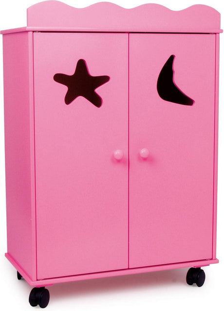 Lille fod - dukkegarderobe i træ pink