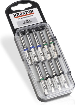 Kreator - tilbehør - krt064500 - cr-v bit sæt - pz ph sl - 9 stk.