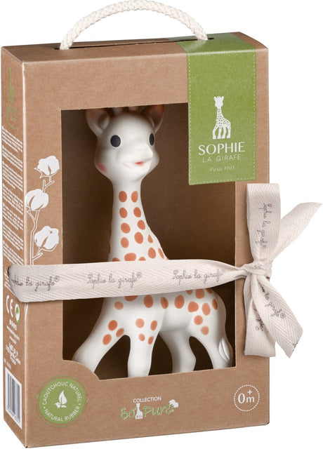 Sophie the giraffe so'pure - børnelegetøj - børnelegetøj - babylegetøj - ok-biobaseret - i genbrugsgaveæske med sløjfe i økologisk bomuld - 100% naturgummi - fra 0 måneder - 17 cm - beige brun