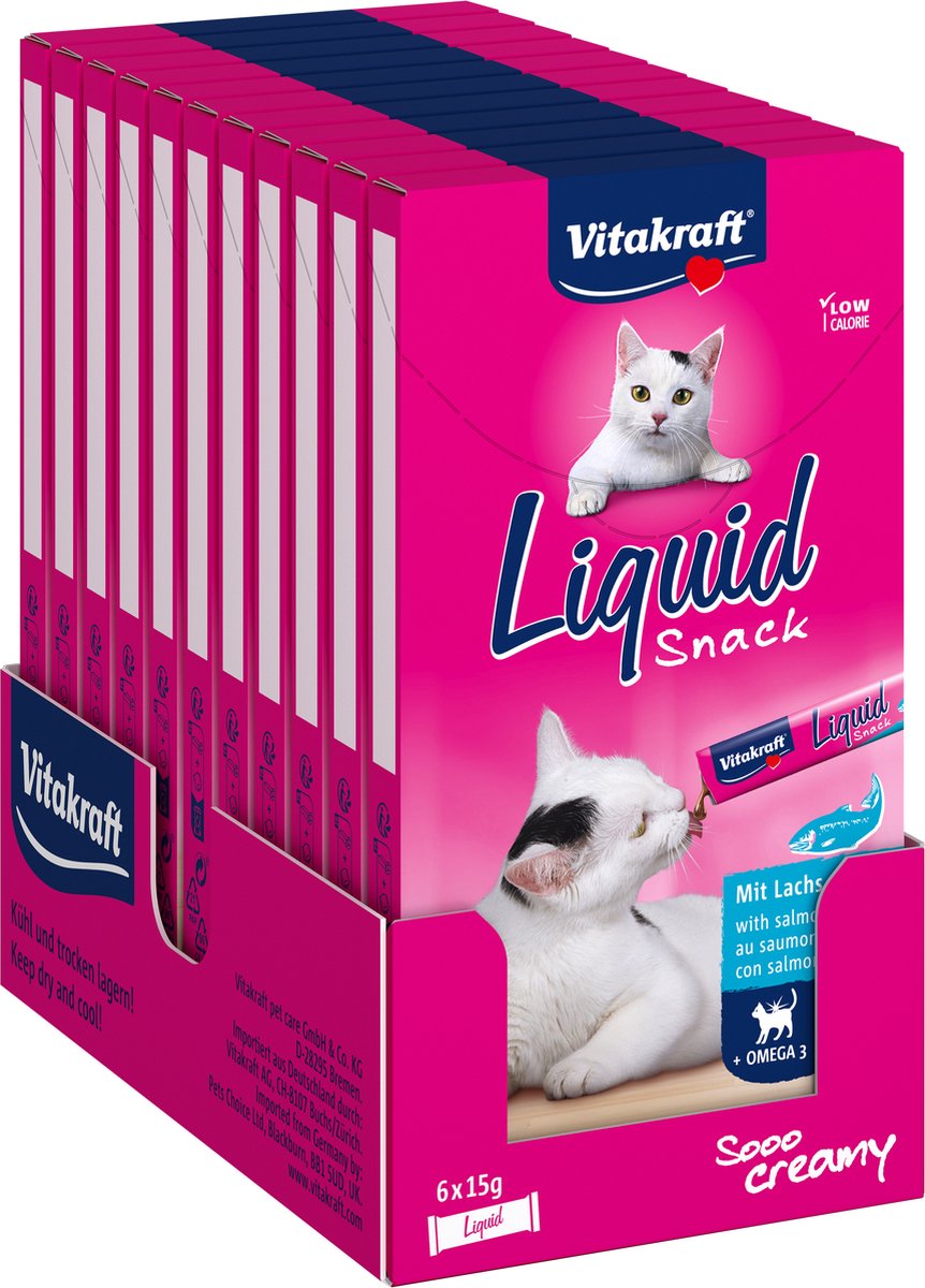 Vitakraft flydende snack laks - 11x6 stykker (66 stykker) - 66x15 gram